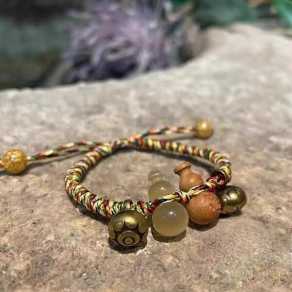 Health Protection & Evil Ward: Ox Horn, Peach Wood, Copper Knots Red String Amulet Bracelet - Handcrafted Spiritual Jewelry - Image 3