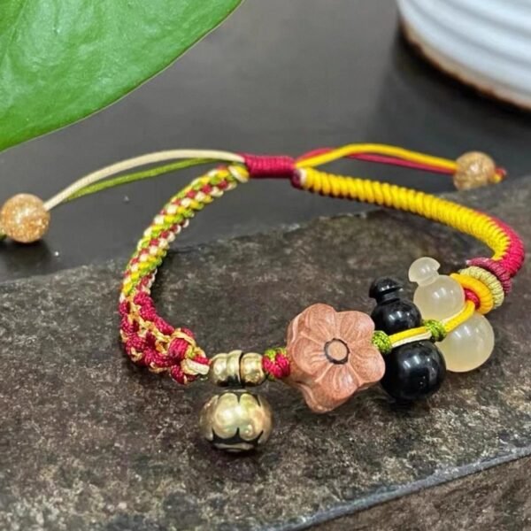 Health Protection & Evil Ward: Ox Horn, Peach Wood, Copper Knots Red String Amulet Bracelet - Handcrafted Spiritual Jewelry - Image 2