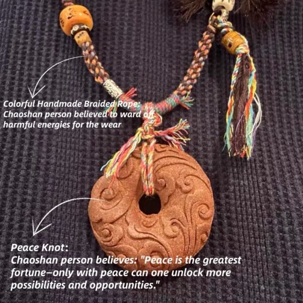 Chaoshan Sanshan Temple-  Cinnabar Auspicious Clouds Peace Knot Blended Incense Bead necklace - Image 2