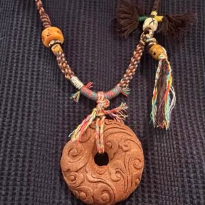 Chaoshan Sanshan Temple-  Cinnabar Auspicious Clouds Peace Knot Blended Incense Bead necklace