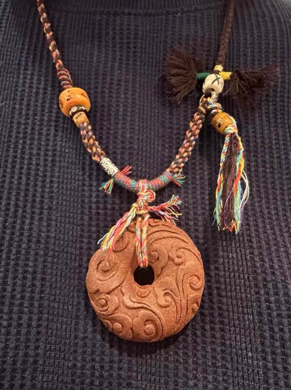 Chaoshan Sanshan Temple-  Cinnabar Auspicious Clouds Peace Knot Blended Incense Bead necklace