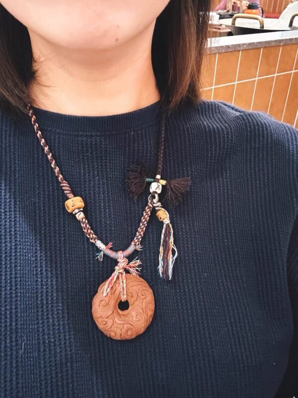 Chaoshan Sanshan Temple-  Cinnabar Auspicious Clouds Peace Knot Blended Incense Bead necklace - Image 3