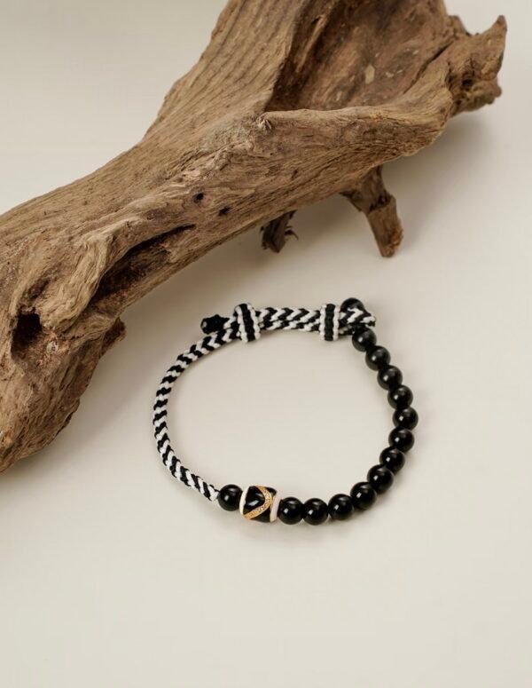 Black Obsidian Intuition Bracelet: Shi Qian's Chaos Navigation + Gold-Accent Clarity for Overloaded Empaths - Image 3