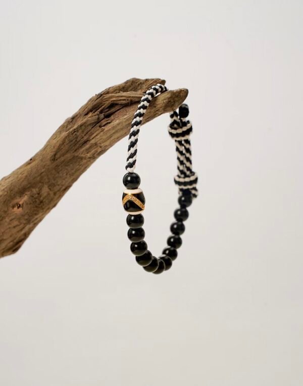 Black Obsidian Intuition Bracelet: Shi Qian's Chaos Navigation + Gold-Accent Clarity for Overloaded Empaths - Image 5