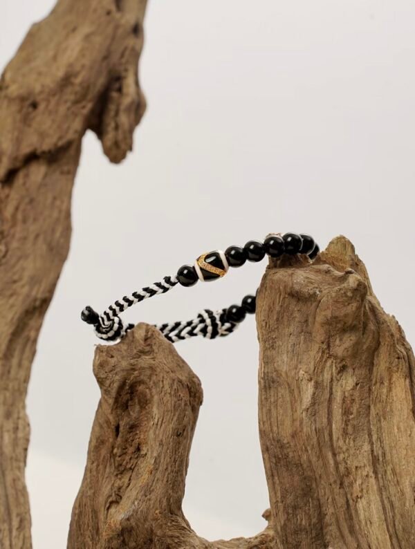 Black Obsidian Intuition Bracelet: Shi Qian's Chaos Navigation + Gold-Accent Clarity for Overloaded Empaths - Image 4