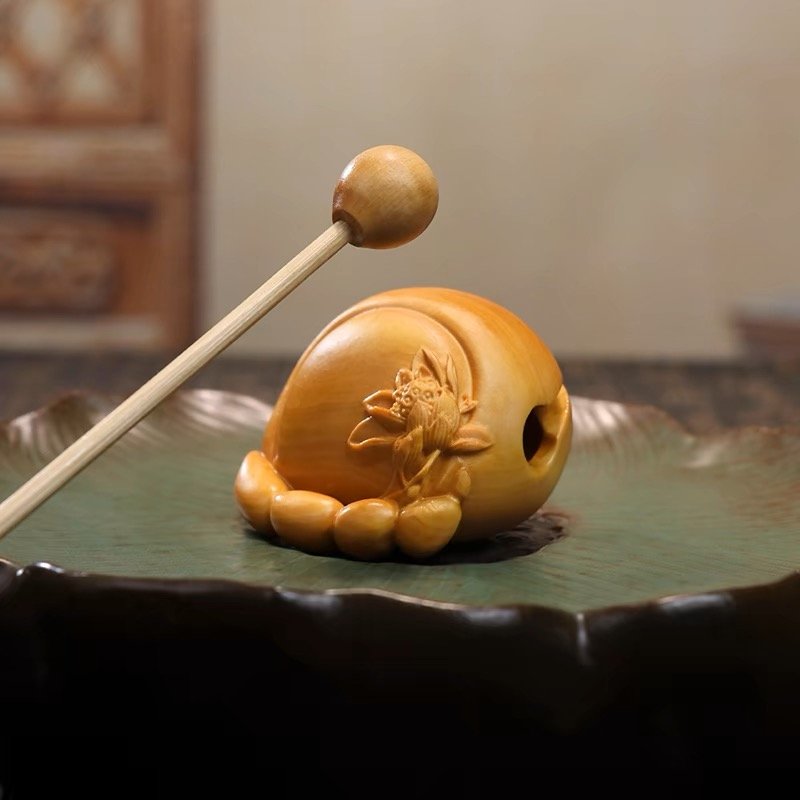 Chaoshan Singing Bowl: Hand-carved Wooden Meditation Instrument for Energy Cleansing & Stress Relief