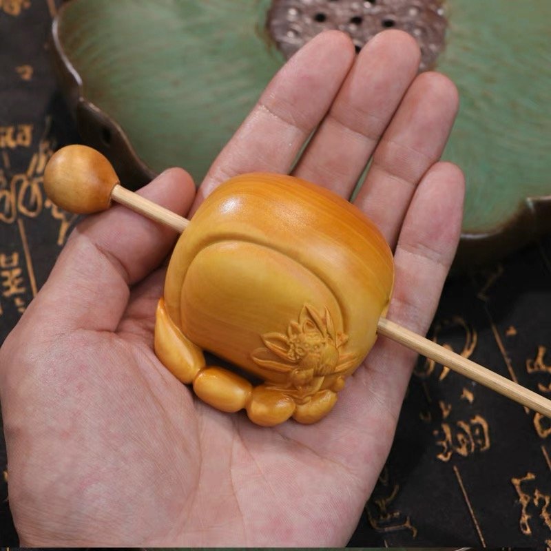 Chaoshan Singing Bowl: Hand-carved Wooden Meditation Instrument for Energy Cleansing & Stress Relief - Image 4