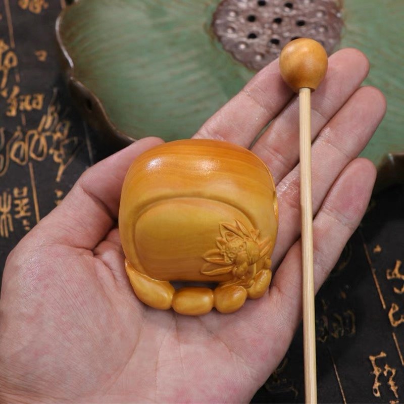 Chaoshan Singing Bowl: Hand-carved Wooden Meditation Instrument for Energy Cleansing & Stress Relief - Image 3