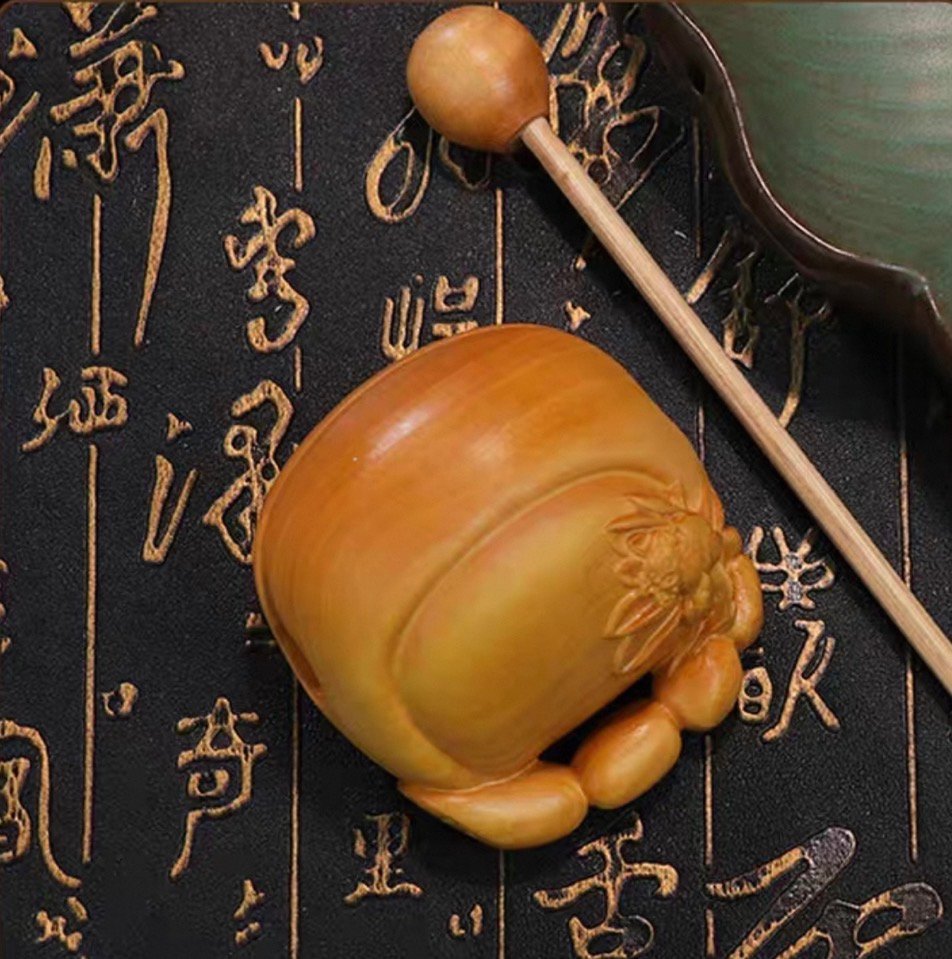 Chaoshan Singing Bowl: Hand-carved Wooden Meditation Instrument for Energy Cleansing & Stress Relief - Image 2