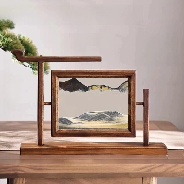 Zen Sand Flow Meditation: Chaoshan Hand-Carved Wooden Kinetic Art for Focus & Stress Relief - Image 4