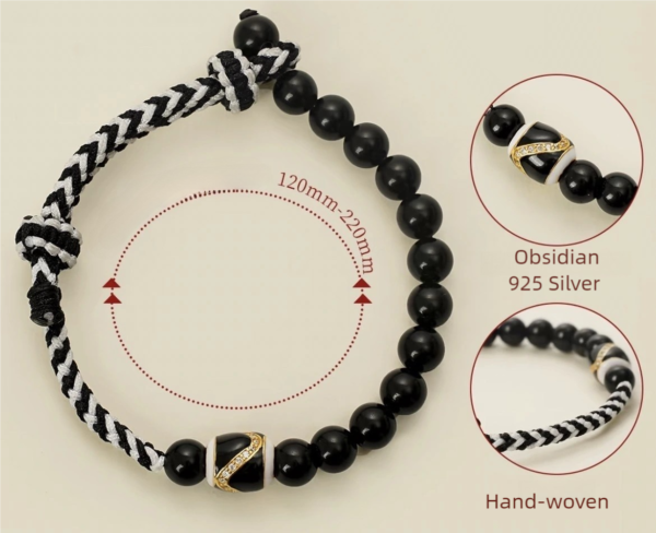 Black Obsidian Intuition Bracelet: Shi Qian's Chaos Navigation + Gold-Accent Clarity for Overloaded Empaths - Image 6