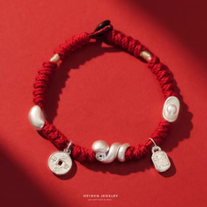 Sterling Silver Red String Bracelet for Women - Snake Year Birthday Luck Gift with Beads​