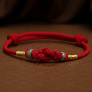 Chaoshanmystic Red String Jade Luck Fortune Knot Braided Couple Bracelet