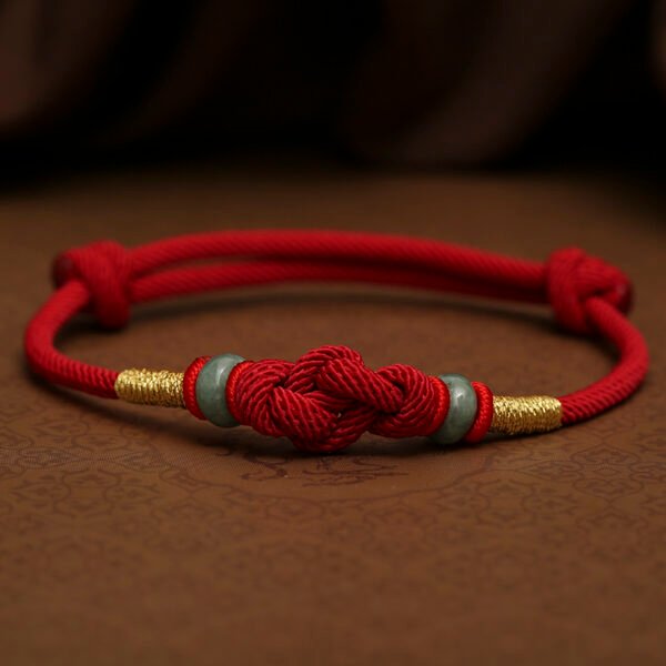 Chaoshanmystic Red String Jade Luck Fortune Knot Braided Couple Bracelet