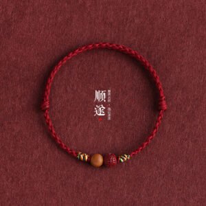 Chaoshan Peach Wood & Vermilion Lucky Bracelet Anklet